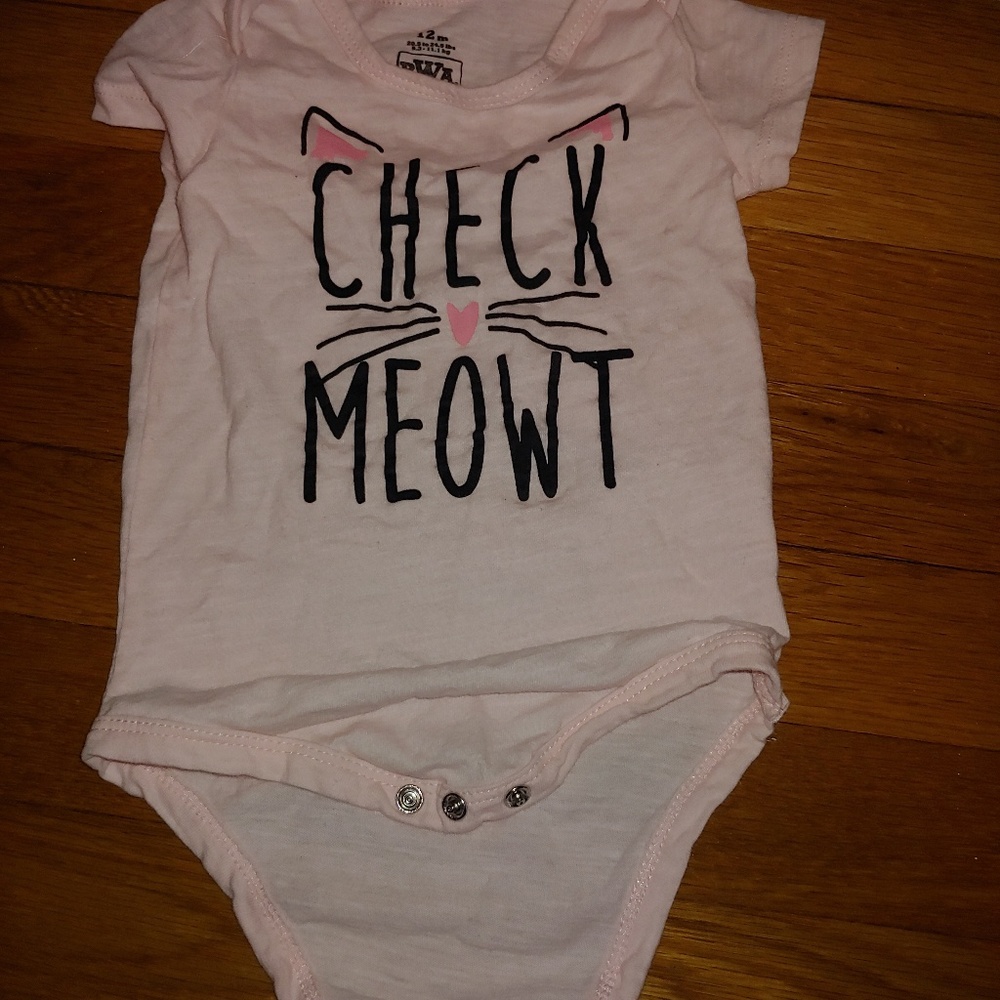 Baby girl "check meowt" onesie